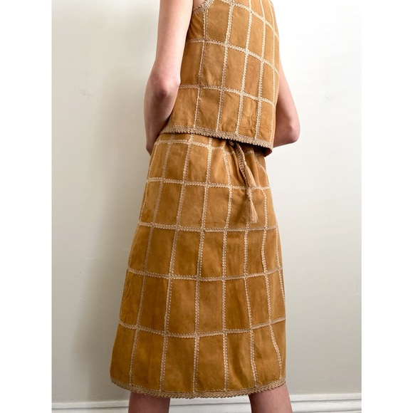 Vintage 70's Suede Skirt/Vest Set Medium - Picture 9 of 15